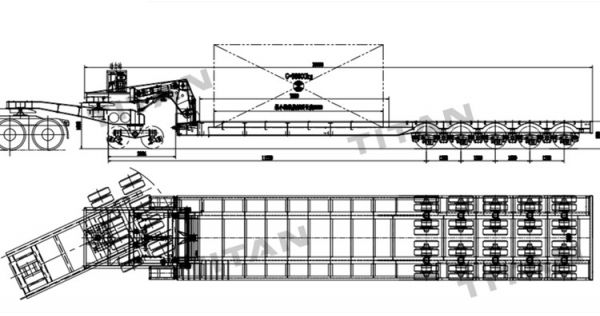 Drawing of 5 Line 10 Axle Detach Gooseneck Trailer