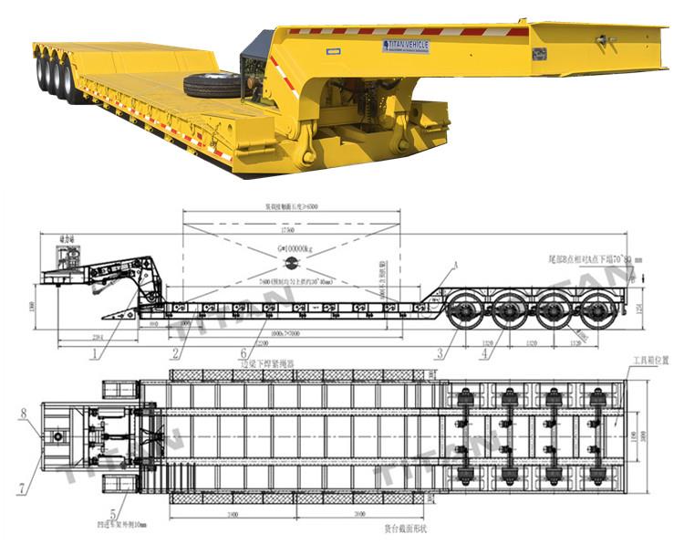 4 Axle 100T Gooseneck Detachable Trailer for Sale in Guyana