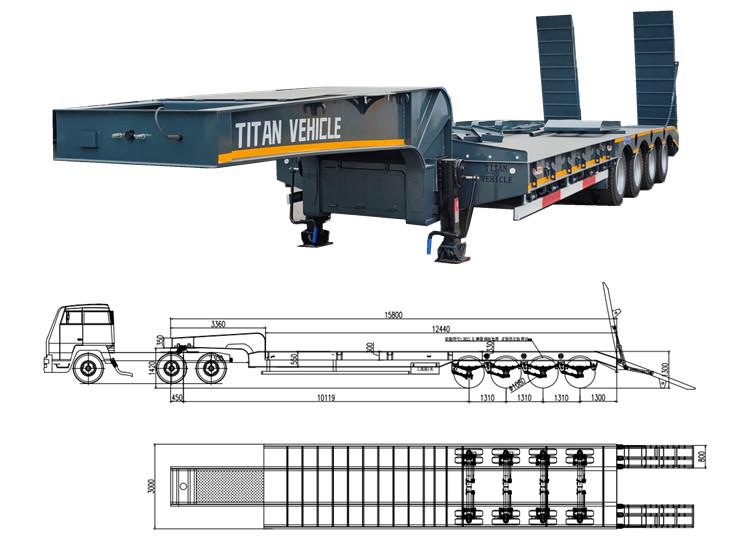 100 Ton 4 Axle Lowbed Trailer for Sale in Tanzania