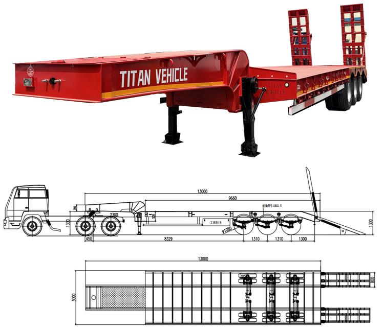 What is Low Bed Trailer? 50 Ton 3 Axle Low Bed Trailer Truck in Ghana