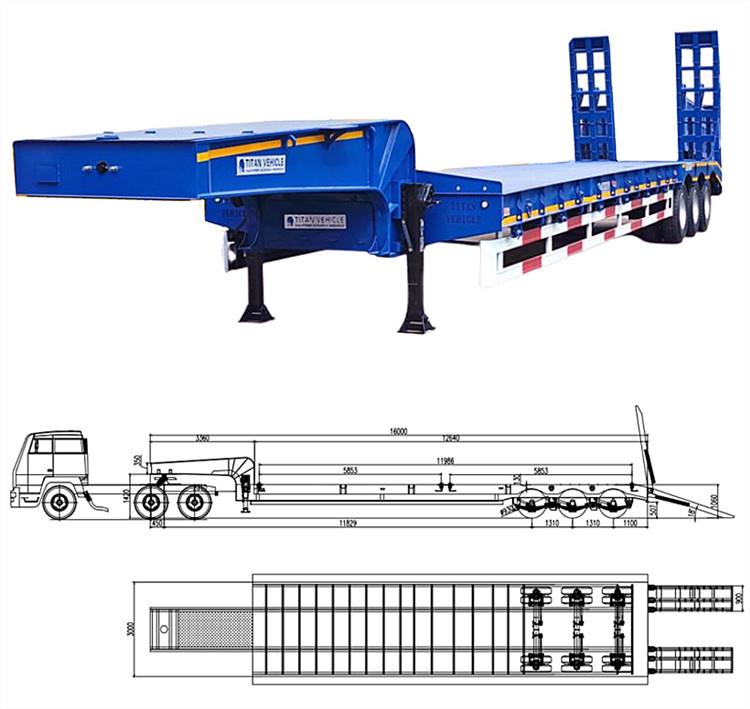 Tri Axle Lowbed Truck Trailer for Sale in Zambia